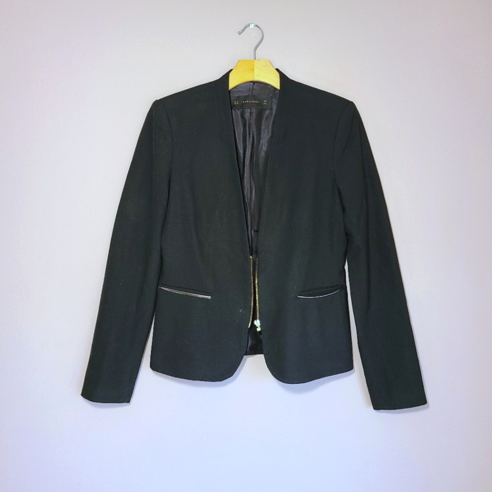 Zara Black Blazer Jacket with Zipper